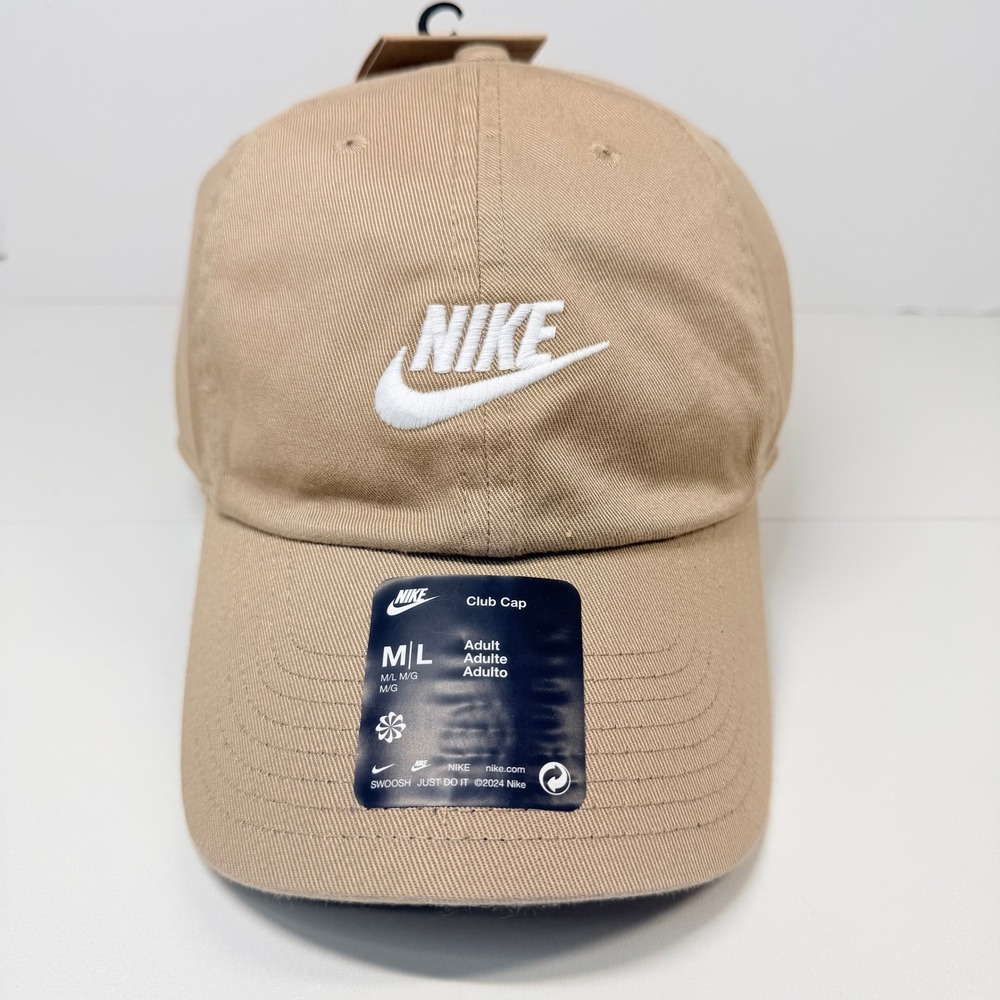 Nike Club Cap Unisex M/L Khaki Tan Baseball Hat FB5368-247 Sportswear Dad Hat